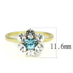 Jewellery Kingdom Aquamarine Flower Cluster Pretty Simulated Diamonds Ladies Ring (Gold) - Jewelry Rings - British D'sire