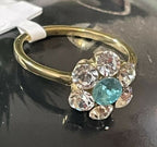 Jewellery Kingdom Aquamarine Flower Cluster Pretty Simulated Diamonds Ladies Ring (Gold) - Jewelry Rings - British D'sire