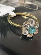 Jewellery Kingdom Aquamarine Flower Cluster Pretty Simulated Diamonds Ladies Ring (Gold) - Jewelry Rings - British D'sire