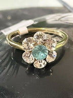 Jewellery Kingdom Aquamarine Flower Cluster Pretty Simulated Diamonds Ladies Ring (Gold) - Jewelry Rings - British D'sire