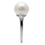 Jewellery Kingdom Aurora Borealis Heart Cz Stainless Steel Ladies Rainbow Silver Pearl Ring - Jewelry Rings - British D'sire