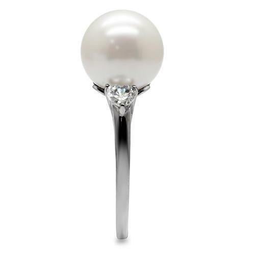Jewellery Kingdom Aurora Borealis Heart Cz Stainless Steel Ladies Rainbow Silver Pearl Ring - Jewelry Rings - British D'sire
