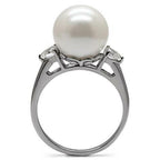 Jewellery Kingdom Aurora Borealis Heart Cz Stainless Steel Ladies Rainbow Silver Pearl Ring - Jewelry Rings - British D'sire