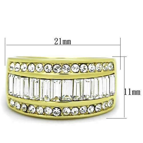 Jewellery Kingdom Baguettes 18kt Cubic Zirconia Steel Eternity 11mm Comfort Ladies Gold Band Ring - Jewelry Rings - British D'sire