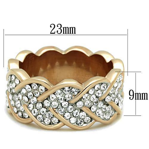Jewellery Kingdom Band 9mm Cubic Zirconia Ladies Steel Eternity Pave No Tarnish Unique Ring (Rose Gold) Secondary image
