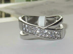 Jewellery Kingdom Band Crossover Cubic Zirconia Stainless Steel Ladies Ring (Silver) - Jewelry Rings - British D'sire