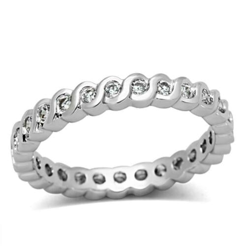 Jewellery Kingdom Band Cubic Zirconia Stacking Wedding Full Eternity Ring (Silver) - Jewelry Rings - British D'sire Main image