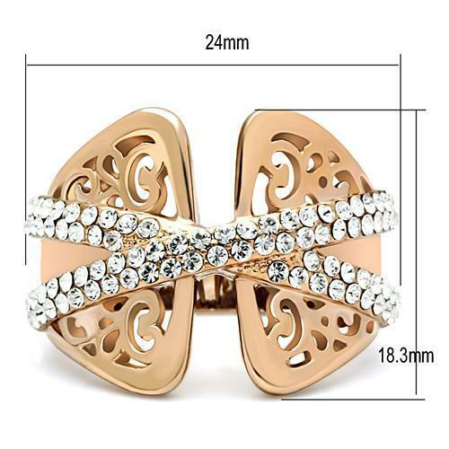 Jewellery Kingdom Band Ladies Crossover Pretty Flat Cubic Zirconia Sz J L Ring (Rose Gold) Secondary image