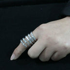 Jewellery Kingdom Band Long Finger Cubic Zirconia Stainless Steel Ladies Ring (Silver) - Jewelry Rings - British D'sire