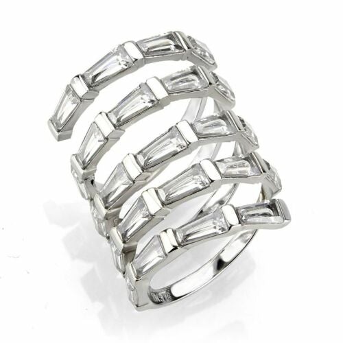 Jewellery Kingdom Band Long Finger Cubic Zirconia Stainless Steel Ladies Ring (Silver) - Jewelry Rings - British D'sire
