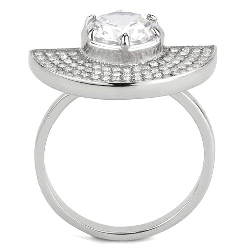 Jewellery Kingdom Band Pave Cubic Zirconia 3CT Unique Stainless Steel Sparkling Ladies Silver Ring Secondary image