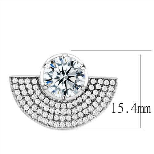 Jewellery Kingdom Band Pave Cubic Zirconia 3CT Unique Stainless Steel Sparkling Ladies Silver Ring - Jewelry Rings - British D'sire Main image