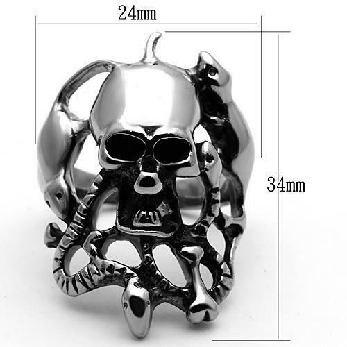 Jewellery Kingdom Band Snake Biker Thumb Signet Pinky Stainless Steel Silver Mens Skull Ring - Jewelry Rings - British D'sire