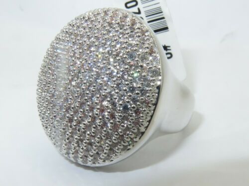 Jewellery Kingdom Big Cocktail Ladies Cubic Zirconia Pave Statement Cubic Zirconia Sparkling Ring (Silver) - Jewelry Rings - British D'sire