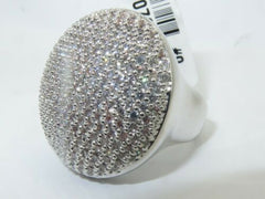 Jewellery Kingdom Big Cocktail Ladies Cubic Zirconia Pave Statement Cubic Zirconia Sparkling Ring (Silver) - Jewelry Rings - British D'sire
