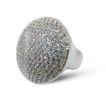 Jewellery Kingdom Big Cocktail Ladies Cubic Zirconia Pave Statement Cubic Zirconia Sparkling Ring (Silver) - Jewelry Rings - British D'sire Main image