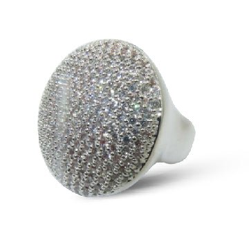 Jewellery Kingdom Big Cocktail Ladies Cubic Zirconia Pave Statement Cubic Zirconia Sparkling Ring (Silver) - Jewelry Rings - British D'sire
