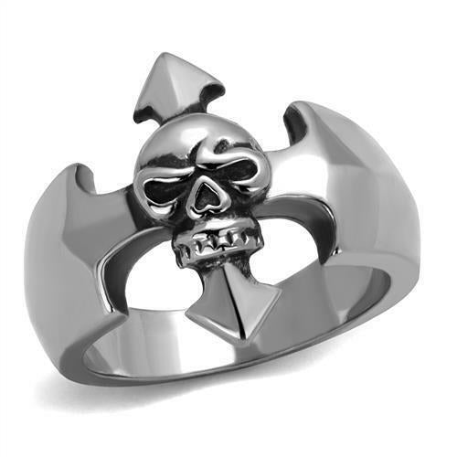 Jewellery Kingdom Biker Cross Goth Stainless Steel Silver Signet Pinky Mens Skull Ring - Jewelry Rings - British D'sire Main image