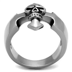 Jewellery Kingdom Biker Cross Goth Stainless Steel Silver Signet Pinky Mens Skull Ring - Jewelry Rings - British D'sire