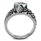 Jewellery Kingdom Biker Cubic Zirconia Emerald Thumb Signet Pinky Stainless Steel Mens eagle Ring Band - Jewelry Rings - British D'sire