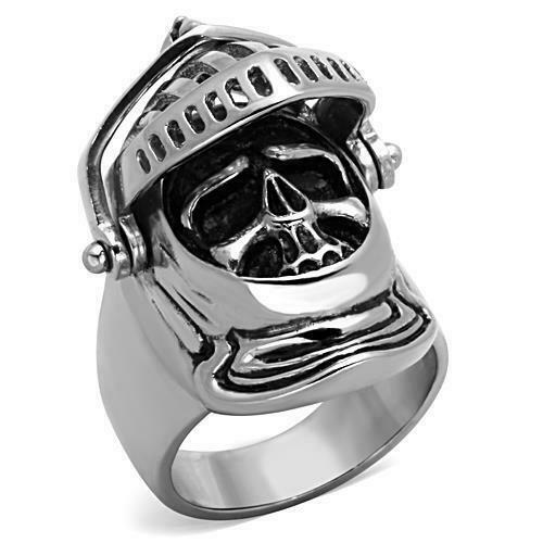 Jewellery Kingdom Biker Thumb Signet Pinky Stainless Steel Helmet Moves Mens Skull Ring Band - Jewelry Rings - British D'sire