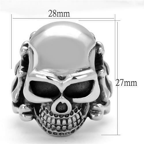 Jewellery Kingdom Biker Thumb Signet Pinky Stainless Steel Mens Skull Ring Band - Jewelry Rings - British D'sire