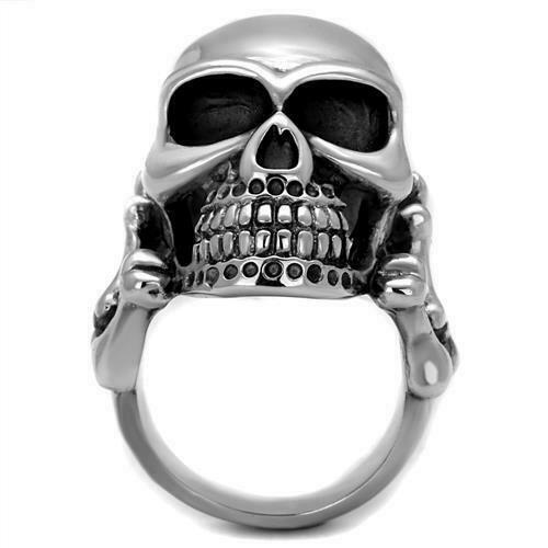 Jewellery Kingdom Biker Thumb Signet Pinky Stainless Steel Mens Skull Ring Band - Jewelry Rings - British D'sire