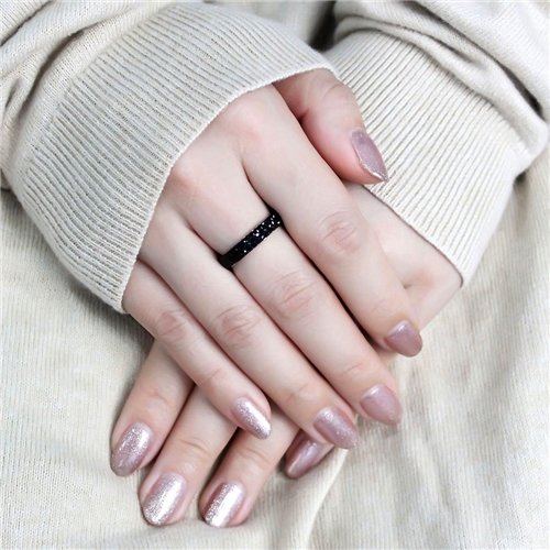 Jewellery Kingdom Black Full Eternity 4mm Pave Jet Cz Stainless Steel Stacking Ring Band Secondary image