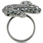 Jewellery Kingdom Black Jet Cubic Zirconia Ruthenium Animal Sparkling Ladies Snake Ring (Silver) - Jewelry Rings - British D'sire