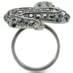 Jewellery Kingdom Black Jet Cubic Zirconia Ruthenium Animal Sparkling Ladies Snake Ring (Silver) - Jewelry Rings - British D'sire