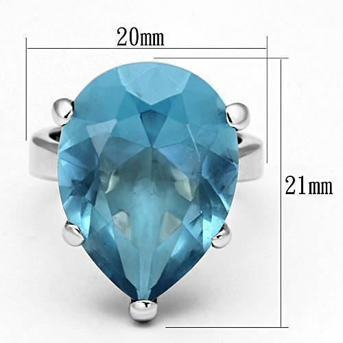 Jewellery Kingdom Blue Cubic Zirconia Sterling Silver 925 10 CT Solitaire Designer Ladies Pear Ring - Jewelry Rings - British D'sire Main image