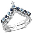 Jewellery Kingdom Blue Sapphire Stacking Wishbone Cubic Zirconia Ring (Silver) - Rings - British D'sire