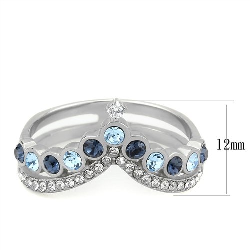 Jewellery Kingdom Blue Sapphire Stacking Wishbone Cubic Zirconia Ring (Silver) Secondary image