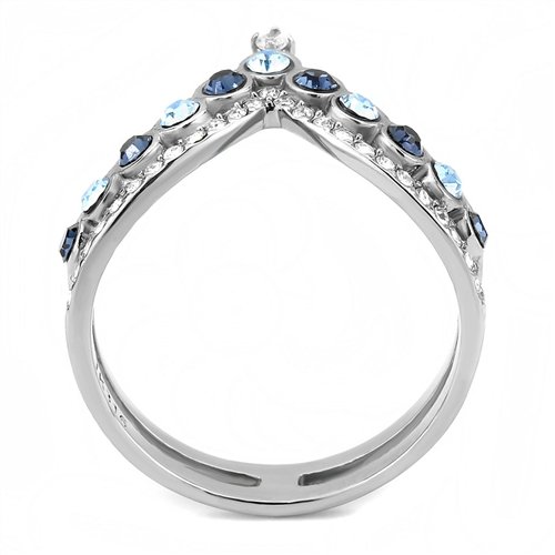 Jewellery Kingdom Blue Sapphire Stacking Wishbone Cubic Zirconia Ring (Silver) - Rings - British D'sire