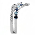 Jewellery Kingdom Blue Sapphire Stacking Wishbone Cubic Zirconia Ring (Silver) - Rings - British D'sire