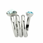 Jewellery Kingdom Blue Topaz Aquamarine Silver Stainless Steel Coil Ladies Silver Band Ring - Jewelry Rings - British D'sire