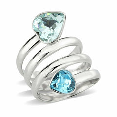 Jewellery Kingdom Blue Topaz Aquamarine Silver Stainless Steel Coil Ladies Silver Band Ring - Jewelry Rings - British D'sire