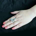 Jewellery Kingdom Blue Topaz Aquamarine Silver Stainless Steel Coil Ladies Silver Band Ring - Jewelry Rings - British D'sire