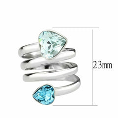 Jewellery Kingdom Blue Topaz Aquamarine Silver Stainless Steel Coil Ladies Silver Band Ring - Jewelry Rings - British D'sire