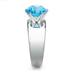Jewellery Kingdom Blue Topaz Cz Solitaire 2 Carat Stainless Steel Ladies Silver Ring - Jewelry Rings - British D'sire
