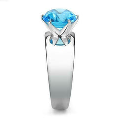 Jewellery Kingdom Blue Topaz Cz Solitaire 2 Carat Stainless Steel Ladies Silver Ring - Jewelry Rings - British D'sire