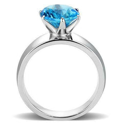 Jewellery Kingdom Blue Topaz Cz Solitaire 2 Carat Stainless Steel Ladies Silver Ring - Jewelry Rings - British D'sire