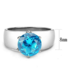 Jewellery Kingdom Blue Topaz Cz Solitaire 2 Carat Stainless Steel Ladies Silver Ring - Jewelry Rings - British D'sire