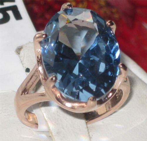 Jewellery Kingdom Blue Topaz Oval Cubic Zirconia 11 Carat Steel Solitaire Ladies Ring (Rose Gold) Secondary image