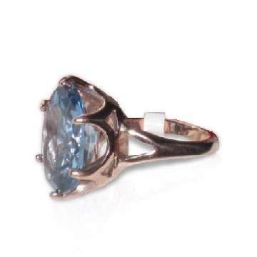 Jewellery Kingdom Blue Topaz Oval Cubic Zirconia 11 Carat Steel Solitaire Ladies Ring (Rose Gold) - Rings - British D'sire Main image