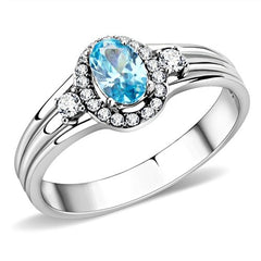 Jewellery Kingdom Blue Topaz Oval Cubic Zirconia Ladies Ring (Silver) - Rings - British D'sire