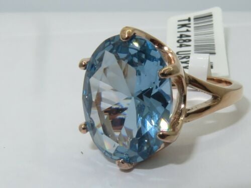 Jewellery Kingdom Blue Topaz Oval Solitaire Steel Ring (Rose Gold& Blue) Secondary image