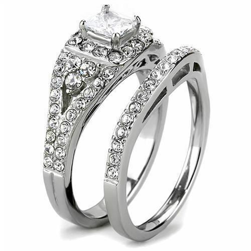 Jewellery Kingdom Bridal Set Sterling Silver Cluster Platinum