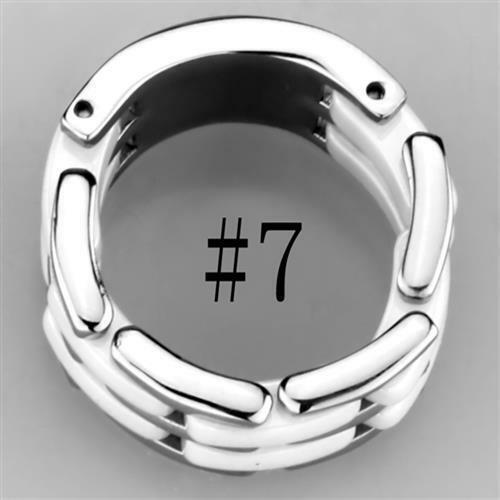 Jewellery Kingdom Ceramic Stainless Steel Wide Movable Silver Ladies Band Ring (White) - Rings - British D'sire