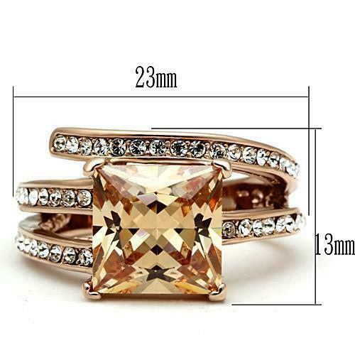 Jewellery Kingdom Champagne Princess Cut Cubic Zirconia Ring (Gold) - Rings - British D'sire